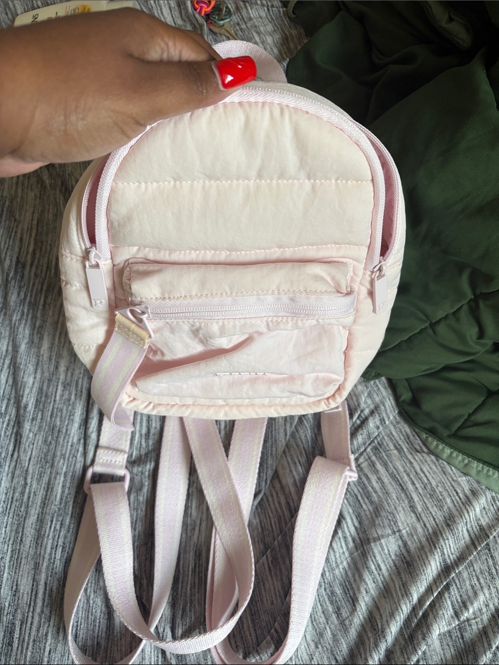 Light Pink Mini Quilted Backpack